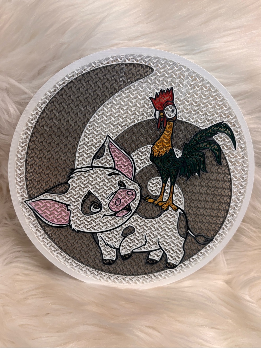 Island Pig and Chicken Character Pin Board 3-D Printed